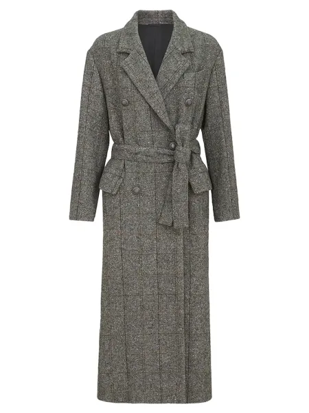 BRUNELLO CUCINELLI Check Tweed Coat D Grey