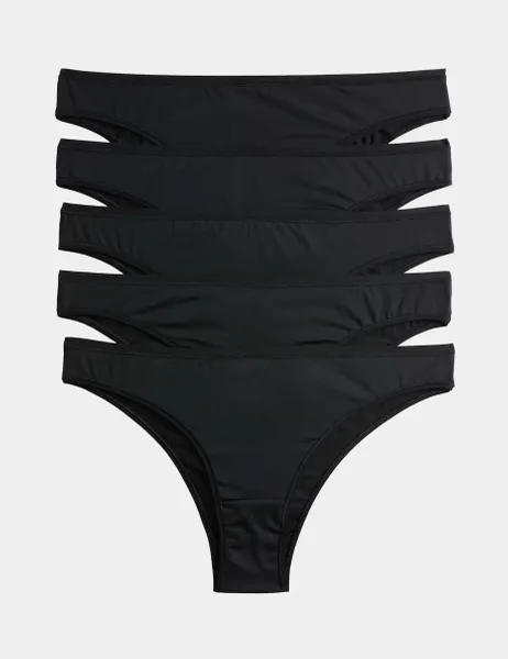 Marks & Spencer 5pk Microfibre Brazilian Knickers Black