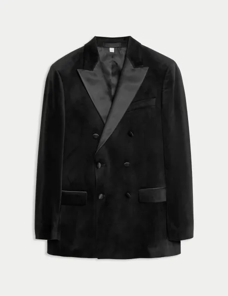 Marks & Spencer Tailored Fit Velvet Suit Jacket Black
