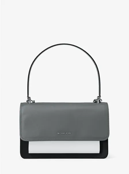 Claire Large Color-Block Pebbled Leather Shoulder Bag