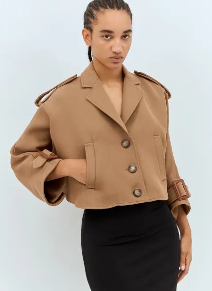 Wool And Cotton Trench-Style Cape