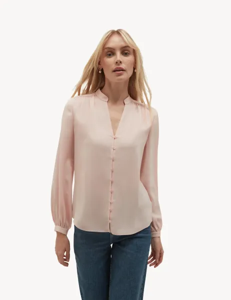 Hobbs V-Neck Blouse Pink