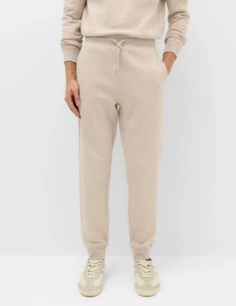 Marks & Spencer Cotton Rich Brushback Cuffed Joggers Taupe