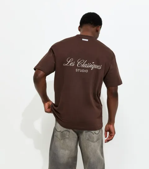 Only & Sons Men's Dark Brown Relaxed Les Classiques Print T-Shirt
