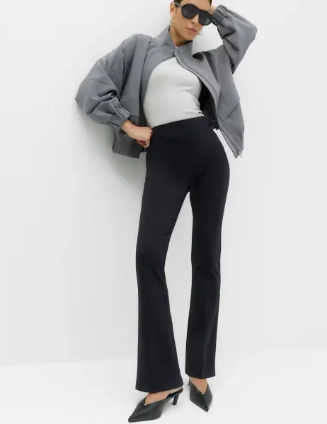 Marks & Spencer Jersey Elasticated Waist Flared Trousers Black