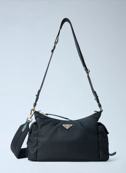 Explore Large Re-Nylon and Leather Shoulder Bag