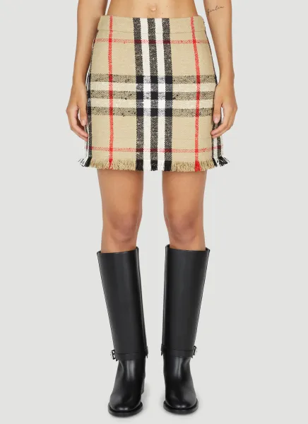 Check Bouclé Mini Skirt