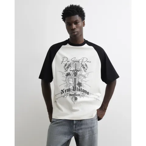 River Island Cotton Snake Raglan T-Shirt