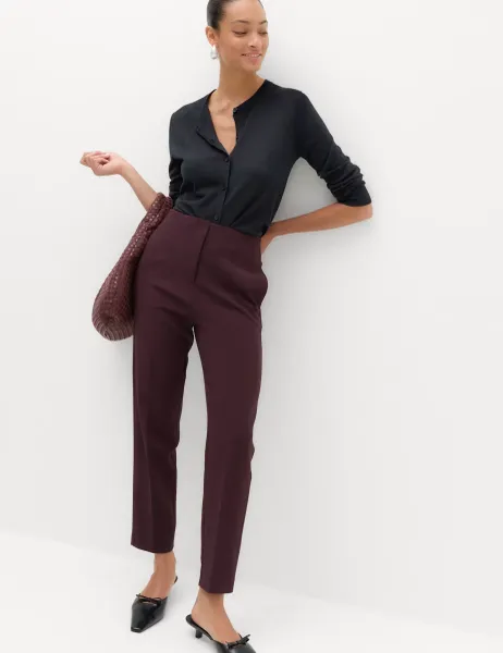 Marks & Spencer Tapered Ankle Grazer Trousers Raisin