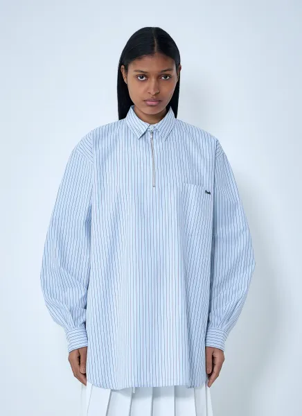 Half-Zip Pinstripe Shirt