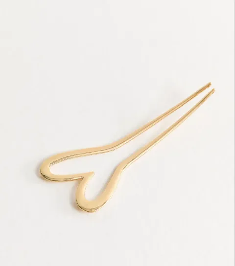 Gold Tone Heart Hair Pin