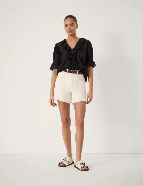 HUSH Denim Shorts Ecru