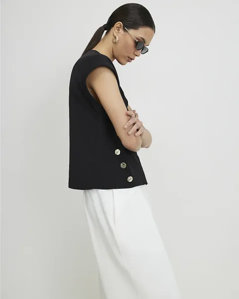 River Island Short Sleeve Button Top