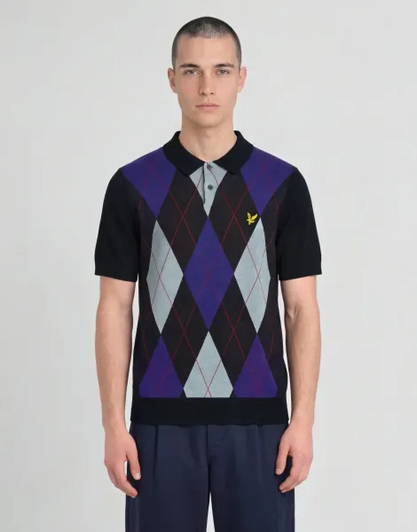Lyle & Scott Archive Argyle Knitted Polo Shirt