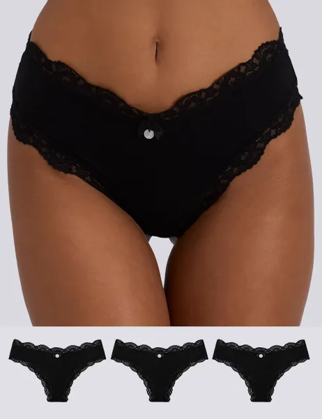Boux Avenue 3 Pack Tatiana Brazilian Knickers Black