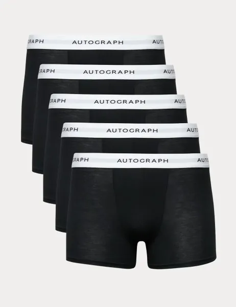 Autograph 5 Pack Supima Cotton Blend Supersoft Trunks Black