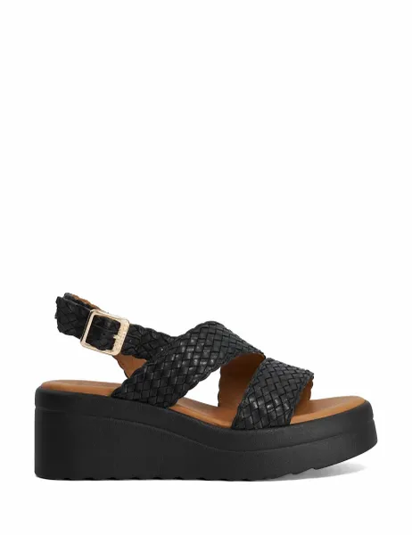 Dune London Wide Fit Woven Strappy Buckle Sandals