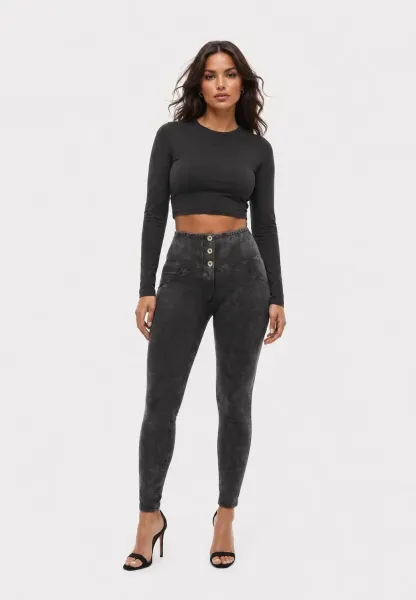 Freddy WRUP Garment Dyed Fashion - High Waisted - Full Length - Black