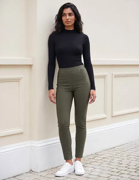 Roman Thermal Mid Rise Slim Fit Jeans Dark Green