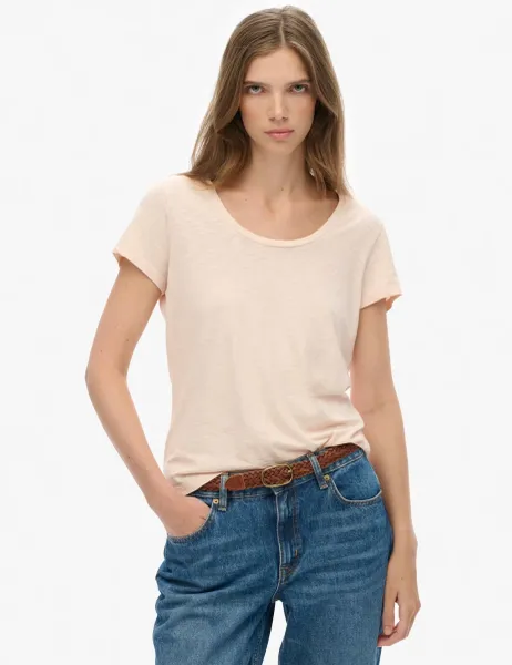 Superdry & Co Cotton Rich Scoop Neck T-Shirt Pink
