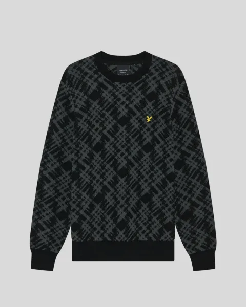 Lyle & Scott Ladder Effect Tartan Crew Neck Jumper
