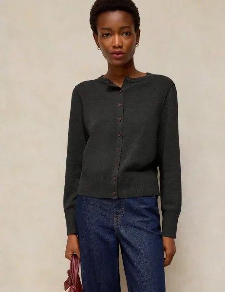 White Stuff Pure Cotton Cardigan Grey Marl