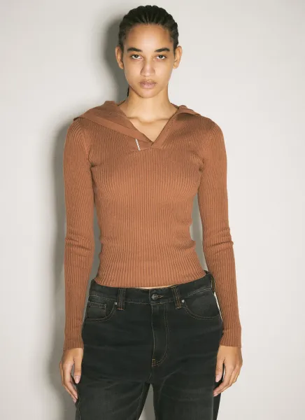 Pinched Shoulder Rib Sweater