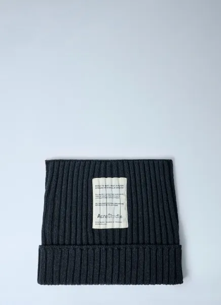 Ribbed Square Beanie Hat