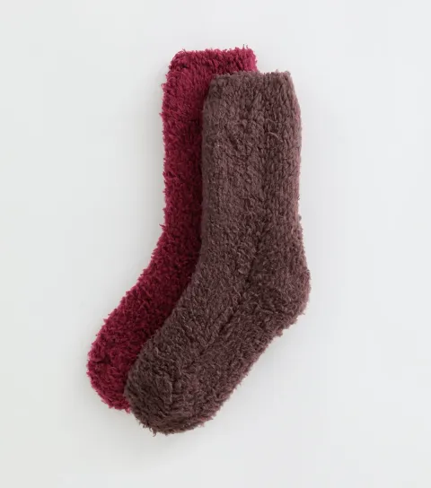 New Look Pack of 2 Red Cosy Knit Ankle Socks