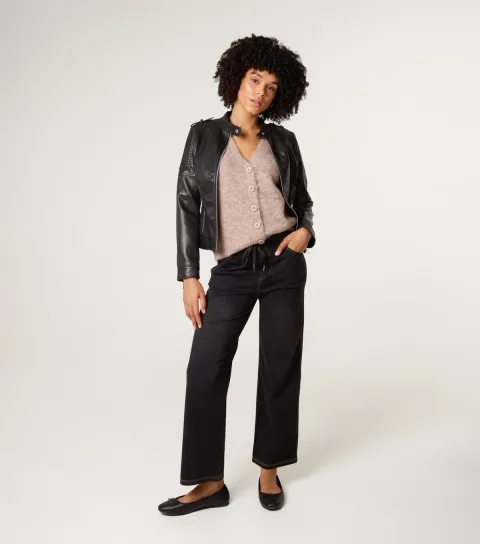 Women's Black Elasticated Waist Jeans