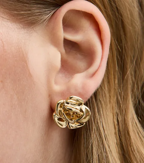 Gold Tone Rose Studs