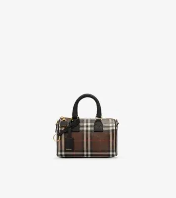 Mini Check Bowling Bag in Chocolate brown