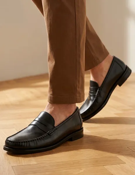 Jones Bootmaker Leather Slip On Penny Loafers