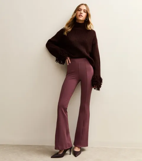 Women's Dark Burgundy Flared Trousers