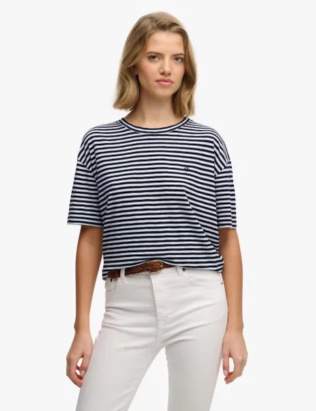Superdry & Co Cotton Rich Striped T-Shirt White Mix