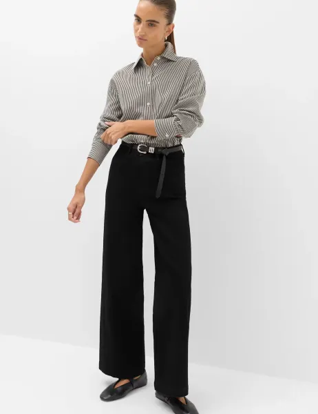 Marks & Spencer High Waisted Wide Leg Ankle Grazer Jeans Black