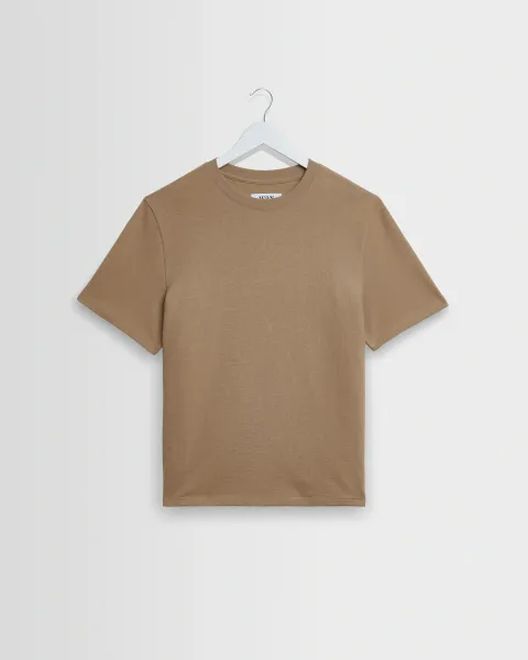 Dean - Dark Sand Textured Organic Cotton t-Shirt