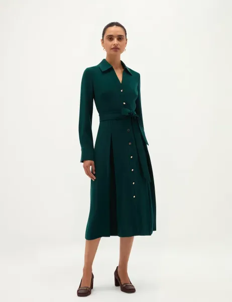 Hobbs Collared Button Through Knee Length Skater Dress