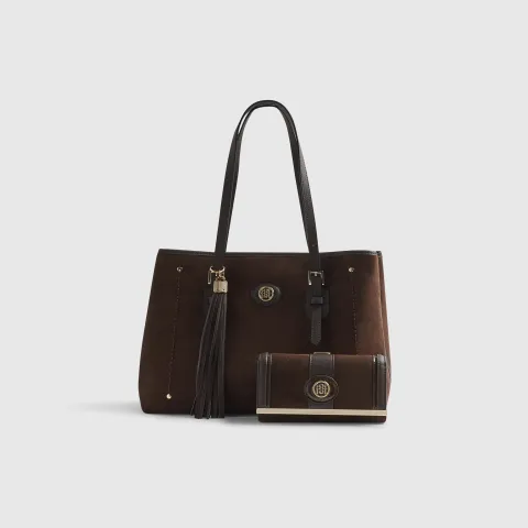 River Island Faux Suede Buckle Shopper Bundle Bag