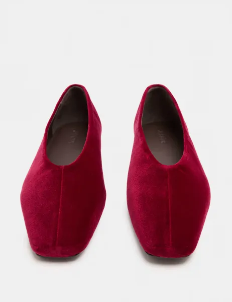Jaeger Velvet Flat Square Toe Ballet Pumps