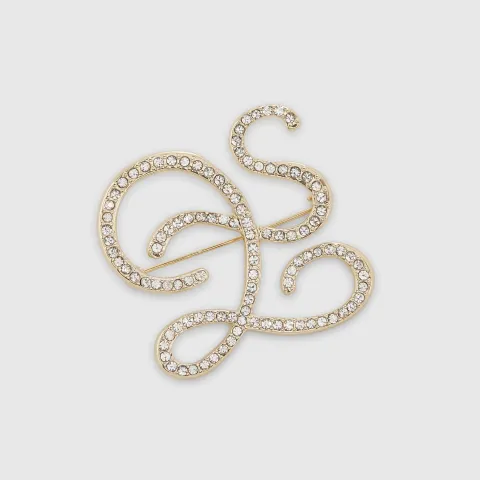 River Island Rhinestone Open Swirl Brooch