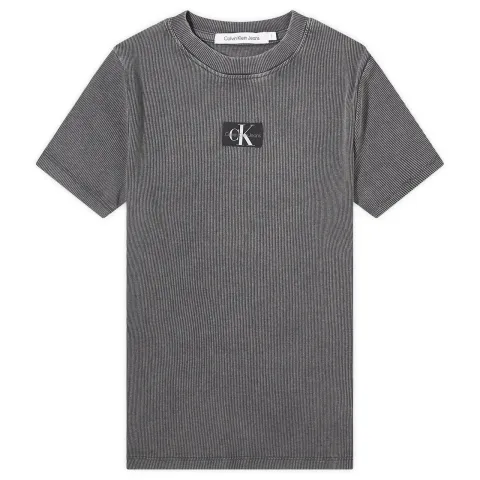 Label Washed Rib Slim T-Shirt