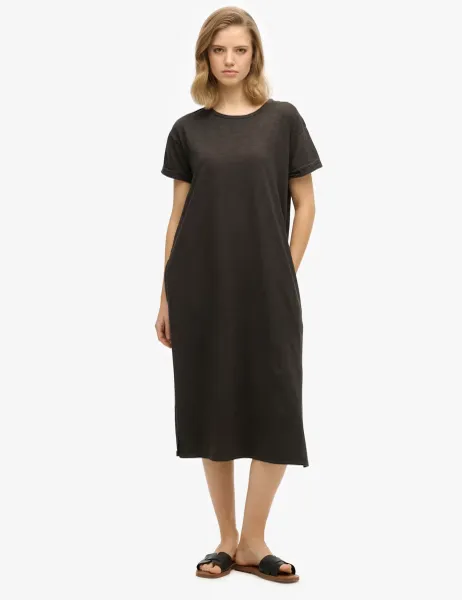 Superdry & Co Pure Cotton Midi T-Shirt Dress Black