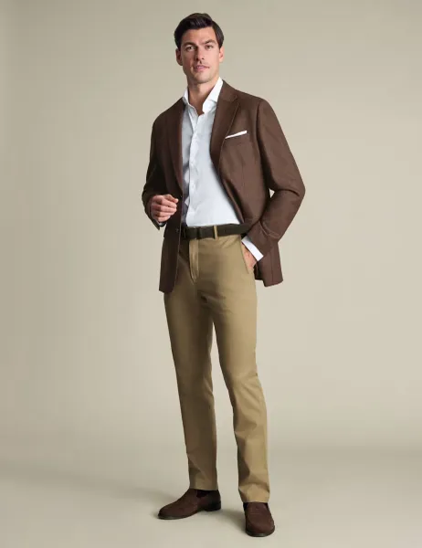Charles Tyrwhitt Slim Fit Pure Wool Textured Blazer Chocolate