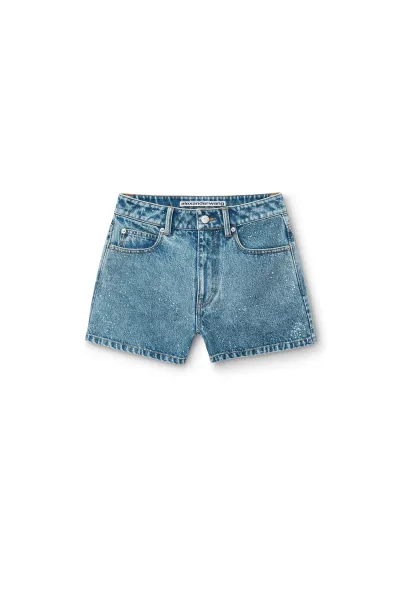 Clear Hotfix High-Rise Denim Short