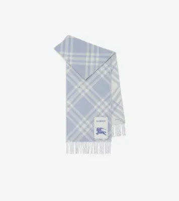 Check Cashmere Scarf in Bank blue