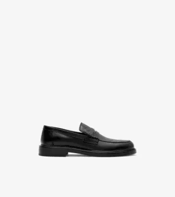 Leather Pembroke Loafers in Black/iron grey