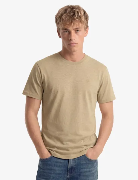 Superdry & Co Pure Cotton Embroidered Logo T-Shirt Beige