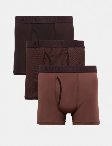 Autograph 3pk Supima Cotton Modal Stretch Trunks Burgundy Mix