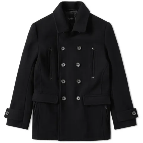 Vanquish Black Heavy Melton Peacoat